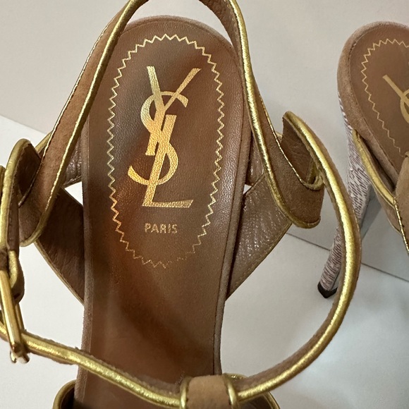 YSL Suede Tribute Platform Sandals Size 37 - Picture 6 of 9